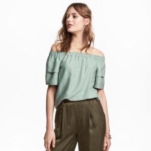 H&M Sage Off The Shoulder Top